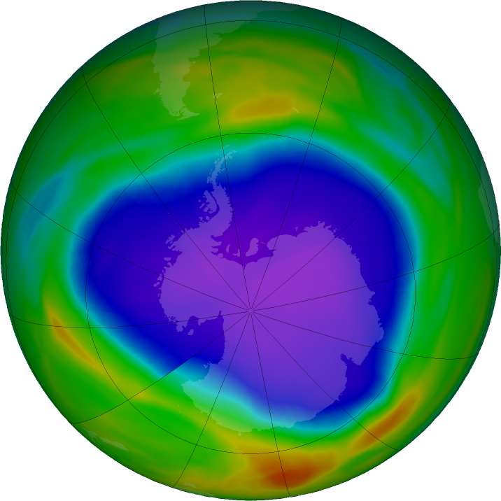 Antarctic ozone map for 05 October 2021
